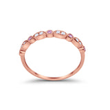 Half Eternity Wedding Band Rose Tone, Simulated Pink CZ 925 Sterling Silver