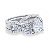 Art Deco Simulated CZ Engagement Bridal Piece Ring 925 Sterling Silver