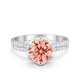 Art Deco Flower Engagement Ring Round Simulated Morganite CZ 925 Sterling Silver
