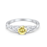 Solitaire Trinity Engagement Ring Simulated Yellow CZ 925 Sterling Silver