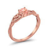 Solitaire Trinity Engagement Ring Rose Tone, Simulated Morganite CZ 925 Sterling Silver