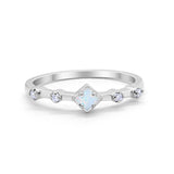 Half Eternity Band Ring Lab Created White Opal 925 Sterling Silver