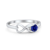 Petite Dainty Heart Promise Ring Simulated Blue Sapphire Cubic Zirconia 925 Sterling Silver