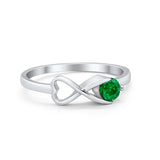 Petite Dainty Infinity Promise Wedding Ring Simulated Green Emerald CZ 925 Sterling Silver