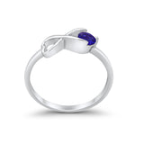 Petite Dainty Heart Promise Ring Simulated Blue Sapphire Cubic Zirconia 925 Sterling Silver