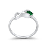 Petite Dainty Infinity Promise Wedding Ring Simulated Green Emerald CZ 925 Sterling Silver