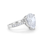 Teardrop Pear Bridal Ring Round Simulated CZ 925 Sterling Silver