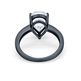 Teardrop Pear Bridal Ring Black Tone, Simulated CZ 925 Sterling Silver