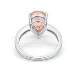 Teardrop Pear Bridal Ring Simulated Morganite CZ 925 Sterling Silver