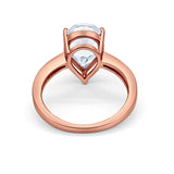 Teardrop Pear Bridal Ring Rose Tone, Simulated CZ 925 Sterling Silver