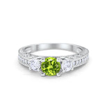 Vintage Style Wedding Ring Simulated Peridot CZ 925 Sterling Silver