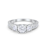 Vintage Style Wedding Ring Simulated Cubic Zirconia 925 Sterling Silver