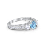 Vintage Style Wedding Ring Simulated Aquamarine CZ 925 Sterling Silver