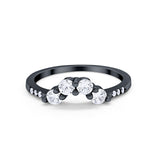 Curved Wedding Eternity Ring Black Tone, Simulated CZ 925 Sterling Silver