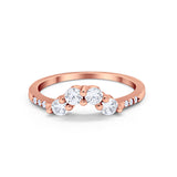 Curved Wedding Eternity Rose Tone, Simulated CZ 925 Sterling Silver Ring