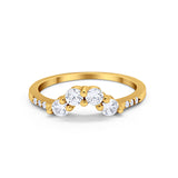 Curved Wedding Eternity Ring Yellow Tone, Simulated CZ 925 Sterling Silver