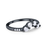 Curved Wedding Eternity Ring Black Tone, Simulated CZ 925 Sterling Silver