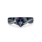 Infinity Accent Wedding Ring Heart Shape Black Tone, Simulated Rainbow CZ 925 Sterling Silver