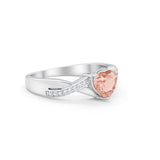 Infinity Accent Wedding Ring Heart Simulated Morganite CZ 925 Sterling Silver