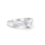 Infinity Accent Wedding Ring Heart Shape Simulated Cubic Zirconia 925 Sterling Silver