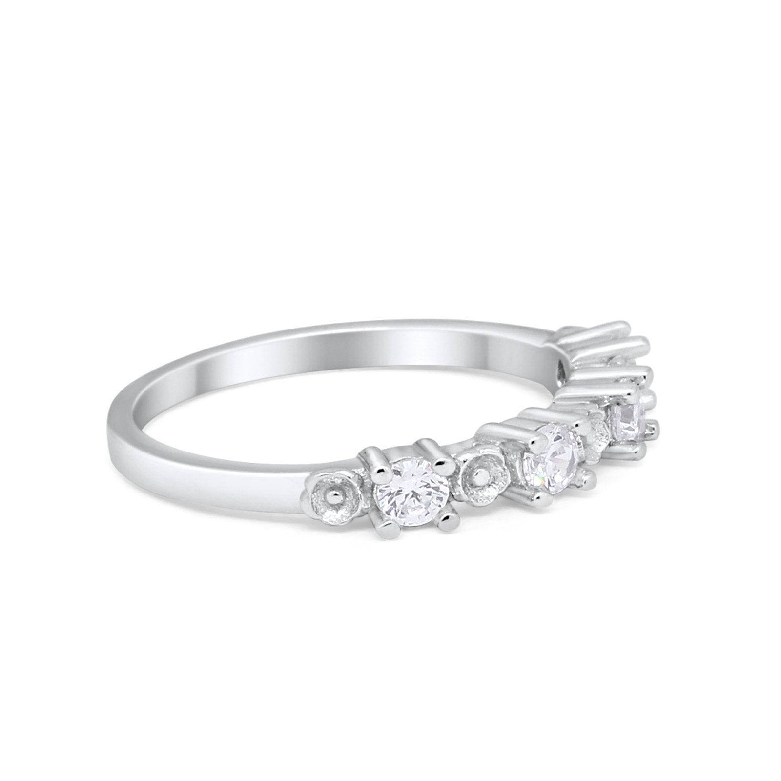 Half Eternity Simulated CZ 925 Sterling Silver Engagement Band