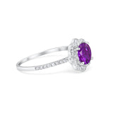 Art Deco Wedding Ring Floral Simulated Amethyst CZ 925 Sterling Silver