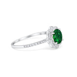 Art Deco Wedding Ring Floral Simulated Green Emerald CZ 925 Sterling Silver