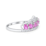 King Crown Ring Oval Simulated Light Pink CZ 925 Sterling Silver