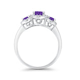 Three Stone Simulated Amethyst CZ Wedding Ring 925 Sterling Silver