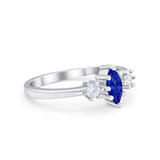 Three Stone Engagement Ring Marquise Simulated Blue Sapphire CZ 925 Sterling Silver