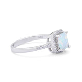 Art Deco Princess Cut Lab Created White Opal Wedding Ring 925 Sterling Silver