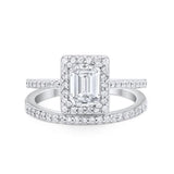 Radiant Cut Engagement Ring Simulated Cubic Zirconia 925 Sterling Silver