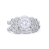 Art Deco Vintage Style Piece Bridal Ring Simulated CZ 925 Sterling Silver