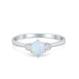Three Stone Art Deco Ring Created White Opal 925 Sterling Silver Wholesale