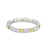 Art Deco Baguette Simulated Yellow Cubic Zirconia Wedding Ring 925 Sterling Silver