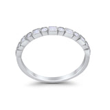Half Eternity Wedding Ring Round Simulated Cubic Zirconia 925 Sterling Silver