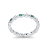 Eternity Stackable Wedding Marquise Simulated Green Emerald CZ 925 Sterling Silver