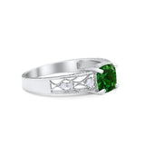 Cushion Engagement Ring Simulated Green Emerald CZ 925 Sterling Silver