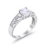 Cushion Engagement Ring Simulated Cubic Zirconia 925 Sterling Silver