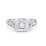 Art Deco Bridal Engagement Ring Simulated CZ 925 Sterling Silver