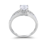 Celtic Art Deco Engagement Bridal Ring Round Simulated CZ 925 Sterling Silver