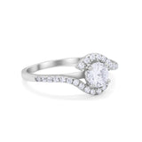 Wedding Engagement Bridal Ring Round Simulated CZ 925 Sterling Silver