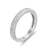 Half Eternity Wedding Band Ring Round Simulated Cubic Zirconia 925 Sterling Silver