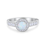 Vintage Style Halo Wedding Ring Lab Created White Opal 925 Sterling Silver