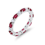 Full Eternity Band Oval Round Simulated Ruby CZ 925 Sterling Silver