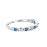 Art Deco Wedding Eternity Ring Lab Created Blue Opal 925 Sterling Silver