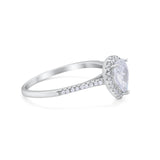 Art Deco Teardrop Pear Wedding Ring Simulated Cubic Zirconia 925 Sterling Silver