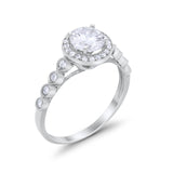 Vintage Style Wedding Ring Round Simulated CZ 925 Sterling Silver