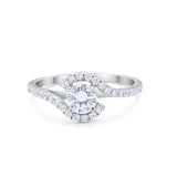 Wedding Engagement Bridal Ring Round Simulated CZ 925 Sterling Silver