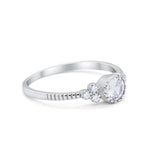 Dainty Art Deco Engagement Bridal Ring Simulated CZ 925 Sterling Silver
